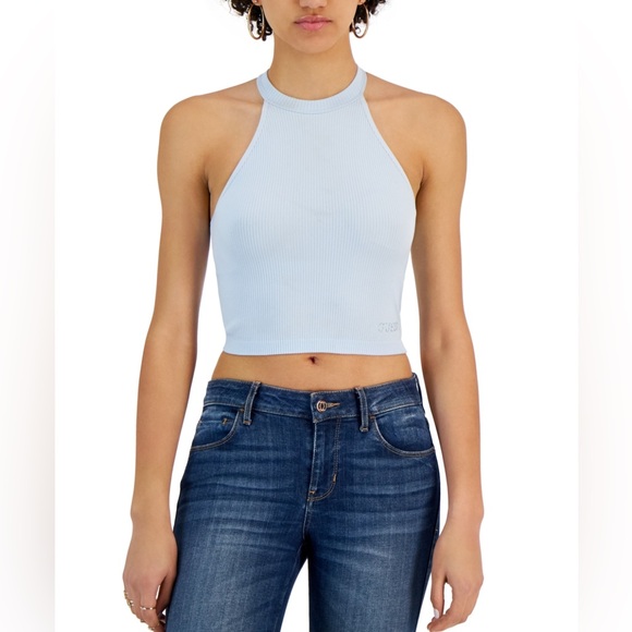 GUESS Helium Women's Tori Lace-Back Sleeveless Top, Light Blue Size M New w/Tag - Picture 1 of 8